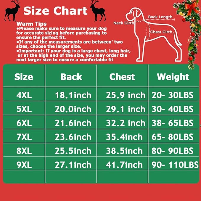 FLAdorepet White Large Dog Christmas Snowflake Dress Outfit Costume,5XL | Ideal for Medium Large Giant Dogs;Prefect for Christmas Holiday Wedding Birthday;Soft Thick Fleece Warm Winter Dog Clothes