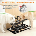 Elevated Dog Bowls for Large Dogs, 6 Height Adjustable Raised Stand with Mat, Two Signature Cards and Three 1700ML Bowls, for Large Breed and Multi-Pet Households