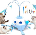 Casfuy 3-in-1 Interactive Cat Toy with Plush Tail, Whack-a-Mole & Rotating Feather Wand