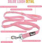 SlowTon No Pull Dog Harness - Heavy Duty Dog Harness and Leash Set for Medium Large Dogs, Reflective Tactical Harness with Soft Padded and Front Clip for Easy Walk and Training (Pink, L)