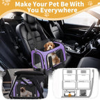 Soft-Sided Cat/Dog/Pet Carrier, Collapsible Pets Travel Carriers for Big Cats/Small Dogs with Shoulder Strap & Removable Mat, Mesh Puppy Carry Bag, Up to 25 Lbs(Purple)