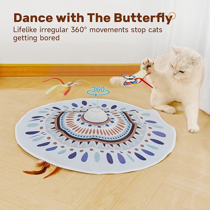 Potaroma Cat Toys Chargeable, 3in1 Hide and Seek for Kittens, Interactive Automatic Play, Fluttering Butterfly, Moving Wand Feather, Indoor Kitty Exercise 22.8 Inch Cover for All Breeds | Automatic Play, Fluttering Butterfly, Moving Wand Feather, Indoo...