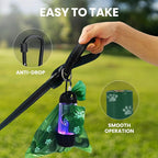 Dog Poop Bag Dispenser with LED Flashlight for Leash | USB-C Rechargeable, Waterproof, Hands-Free Waste Bag Holder, Includes 45 Bags (3 Rolls)