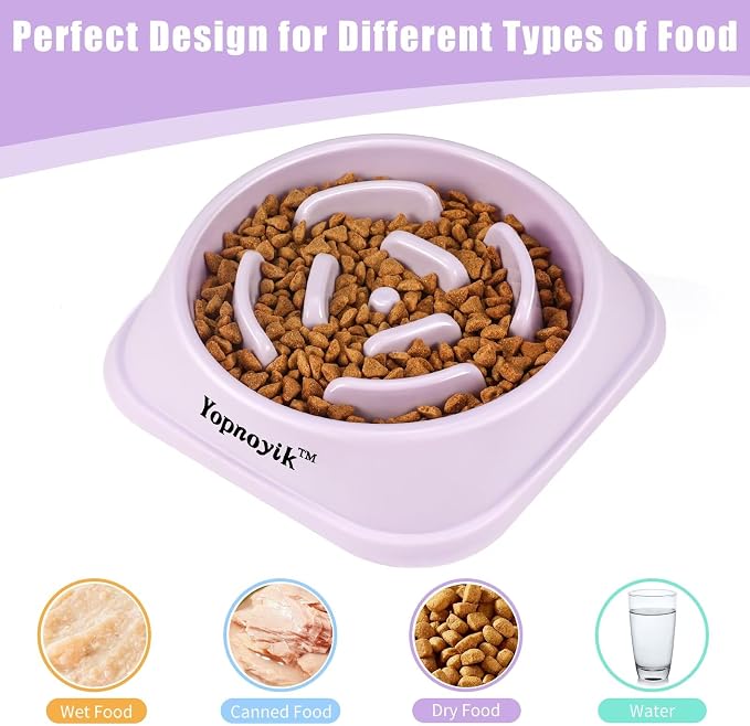 2 Pack Slow Feeder Dog Bowls for Medium Dogs & Cats | Non-Slip Base, Anti-Choking Design, Reduces Bloating & Overeating, Easy to Clean, 1.5-2 Cups
