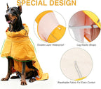 Skmeditec Dog Raincoat with Hood, Waterproof Puppy Rain Coat, Windproof Breathable Jacket with Mesh Lining, Outdoor Hiking Shell Coat for Medium Sized Dogs