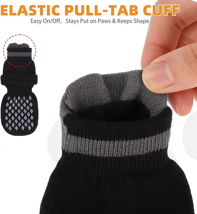 KOOLTAIL Non Slip Dog Socks Shoes to Prevent Licking Paws and Scratching, Winter Pet Booties for Cold Pavement & Hardwood Floors, Dog Grip Booties for Small Medium Large Senior Dogs