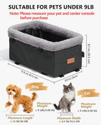 BurgeonNest Center Console Dog Car Seat for Small Dogs up to 9 lbs, Grey