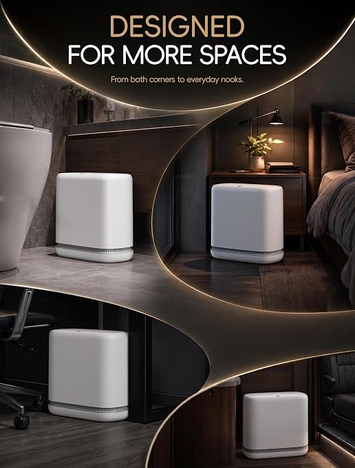 Small Bathroom Trash Can with Lid, Dog Proof Slim Press Top Garbage Can, White Plastic Narrow Waste Basket, for Bathroom Bedroom Office 2 Pack Set with 4.8 Gal and 3.3 Gal