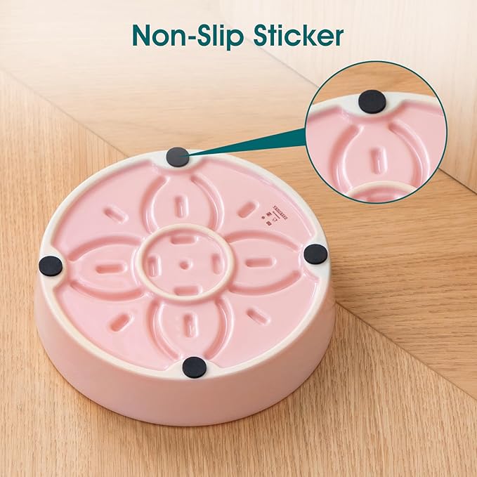 vancasso Ceramic Slow Feeder Dog Bowls, Puzzle Dog Food Bowls with Floral Maze, Anti -Slip Pet Food Dish for Small Breed, 0.6 Cups, Pink