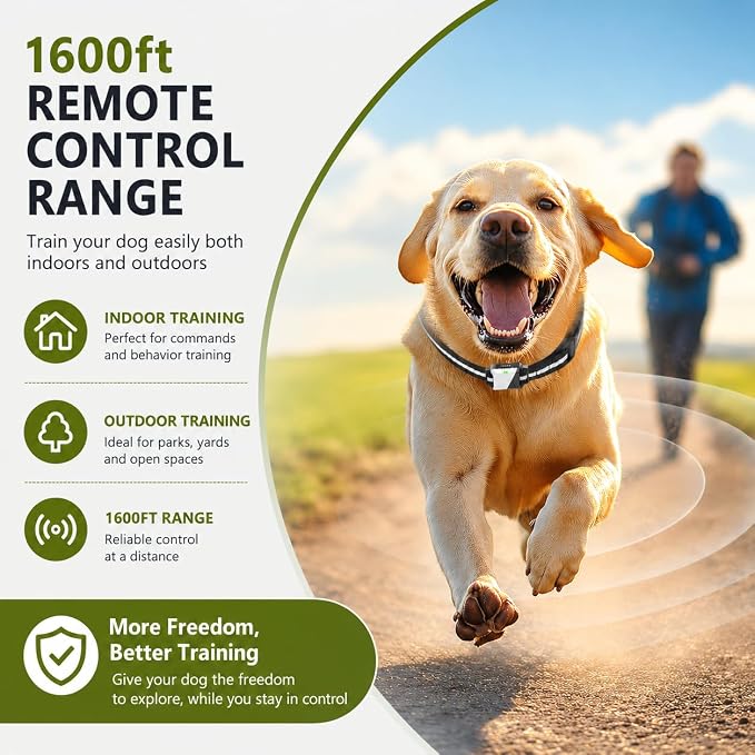 Shock Collar for Dogs, Dog Training Collar with Remote Control for 2 Dogs, 3 Training Modes with Beep, Vibration and Satic, Waterproof, Rechargeable for Large Medium
