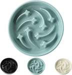 Ceramic Slow Feeder Dog Bowls Large Breed, 2 Cups, 8.3 Inch Green | 2 cups raised maze bowl slows fast eating for medium and large dogs; heavy ceramic, non-slip and dishwasher safe.