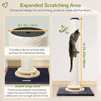 Globlazer 35in Tall 3.9-in Thick Cat Scratching Post for Adult Cats, SC35 | Durable Natural Sisal Rope, Solid Wood Track Ball Game, Interactive Hanging Toy, Enlarged Base, Custom Tier