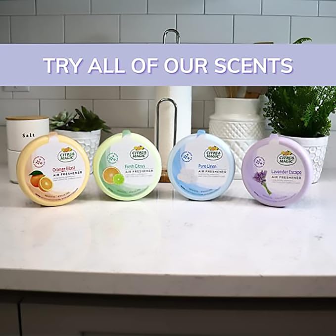 Citrus Magic Solid Air Fresheners, Fresh Citrus, 8 Ounce, Pack of 3 | Odor Absorbing, Passive Diffusion, Odor Elimination Up to 4 Weeks Each, Ideal for Home