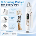 2-in-1 Dog Cat Nail Clippers & Grinder with LED Light, Pet Nail Trimmer with Splash Guard & Safety Lock, 2 Speeds USB Rechargeable Quiet Paw Nail Cutter for Large Medium Small Dogs Cats (White)