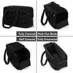 Dog Purse Carrier for Small Dog Cat Rabbit up to 13 lbs, Lightweight Portable Soft Sided Pet Purses, Quilted Puffy Tote Puppy Carrier with Large Pockets for Hiking, Travel, Vet Black