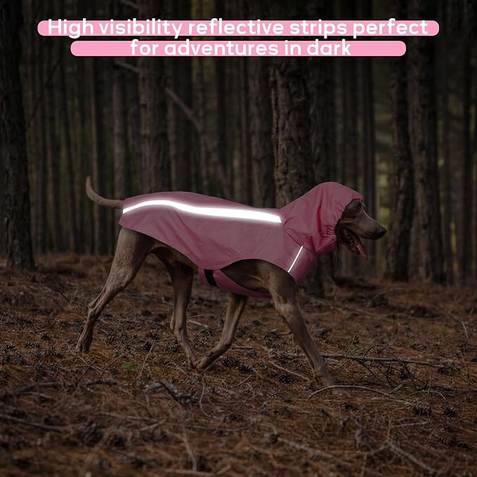 Pink Dog Raincoat with Reflective Strip Hoodie, Waterproof Poncho，S | Reflective Safety Trim, Waterproof & Breathable, Adjustable Hood, Leash-Friendly Access Hole, Easy On & Off Design