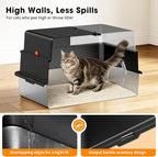 XXXL Stainless Steel Cat Litter Box with Lid – 28.3"×20.2"×17.3", Black | Enclosed High-Sided Cat Litter Box, Non-Stick Rustproof Pan & Leak-Proof Base, for Large & Multi-Cat Homes, Footboard & Scoop