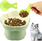 Ceramic Slow Feeder Cat Bowl with 2 Cat Food Scoop, Choke-Proof & Anti-Tip for Cats & Small Dogs, for Dry Wet Food Easy to Clean