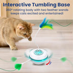 PAWSPIK Tumbling 3-in-1 Interactive Hide & Seek Cat Toy | Rechargeable Automatic Feather Chasing & Tumbling Peek-A-Boo Exercise Toy for Bored Indoor Cats & Kittens