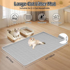 Silicone Cat Litter Mat 42" x 29" Cat Mat for Litter Box, Light Grey | Extra Large Cat Litter Trapping Mat for Floor, Waterproof, Non-Slip Kitty Litter Box Mat with Raised Edge, Easy to Clean