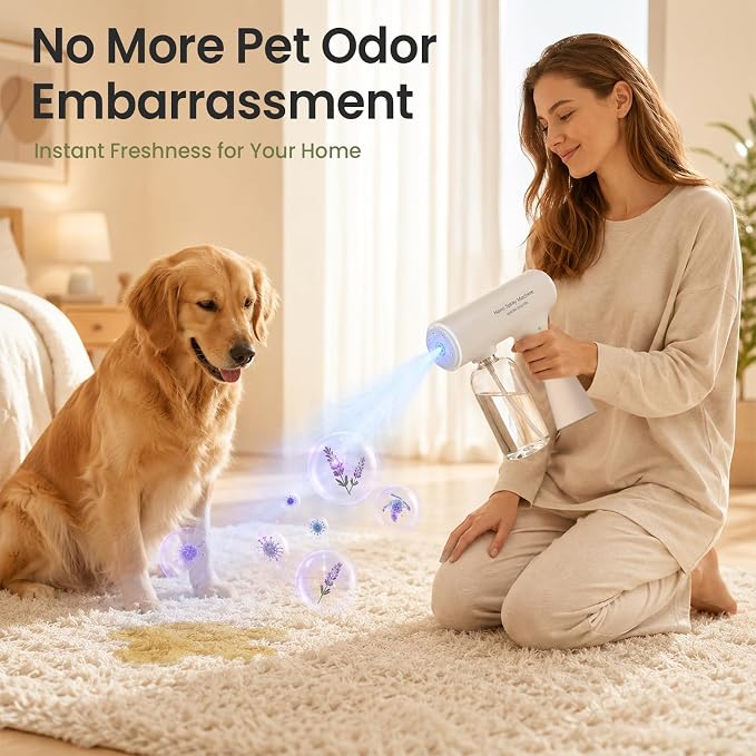 Pet Odor Eliminator Nano Mist Kit, Bio-Enzyme Concentrate Makes 3.5 Gal | Helps Break Down Odors at Source, Dog & Cat Urine, Litter Box, Carpets, Trash Bins, Cars & Household Areas, Safe Around Pets
