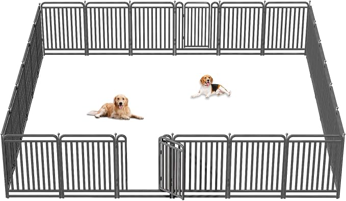 40 Inch Dog Playpen Outdoor, 24 Panels Puppy Playpen Heavy Duty Dog Play Pen Indoors, Rust Resistant Dog Pen for Large/Medium/Small Dogs, Dog Fence for RV Camping