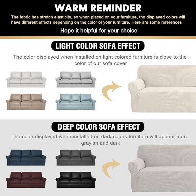 Oversized Stretch Sofa Cover Slipcover 1-Piece, Spandex Jacquard Fabric Universal Couch Cover for 3 Cushion, Washable Non Slip Sofa Cover, Pet Friendly (XL Sofa 101"-110", Ivory)