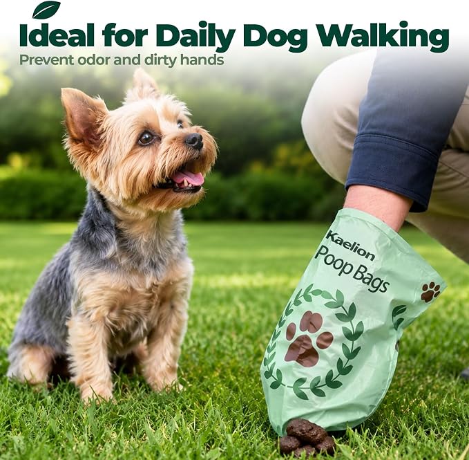 Compostable Dog Poop Bags 270 Count (18 Rolls), 9x13 Inch, BPI Certified, Plant-Based Leak Proof Unscented Green Eco-Friendly Waste Bags (Green)