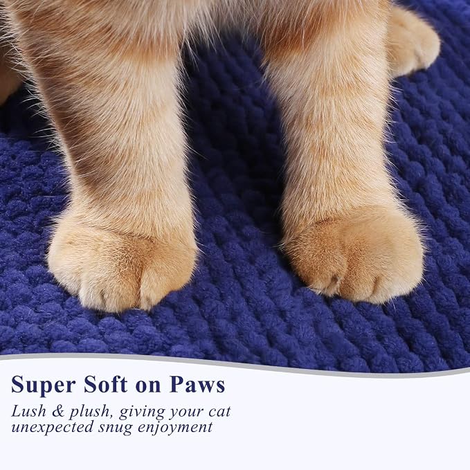 VIVAGLORY Cat Litter Mat Softgrip Litter Trapping Mat, 35"× 25", Navy Blue | Litterbox Rug Box Catcher for Indoor & Floor, Easy Clean Washable Less-Mess Waterproof for Cat
