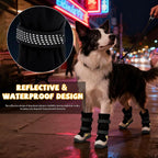 Dog Shoes for Medium Large Dogs Winter Dog Snow Boots Anti-Slip Dog Boots & Paw Protectors Warm Wool Snow Booties with Reflective for Hiking 4Pcs,Size 7