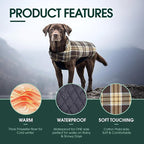 Kuoser Waterproof Dog Coat, Reversible Dog Jacket for Large Dogs | Adjustable Durable Doggie Winter Coat for Groowing Puppies Warm Puppy Cold Weather Apparel, Dark Brown L
