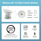 Necoichi Ceramic Elevated Cat Food Bowl, 15° Tilted (Fuji, Regular Tilted)
