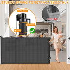 EZIGO 196 Inch Retractable Baby Gates, 41 Inch Extra Tall Retractable Gate | Reinforced Retractable Dog Gate with Rods, 16.3FT Extra Long Mesh Pet Gate for Stairs Hallways Doorway Indoor Outdoor, Black