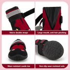 Dog Shoes for Large Dogs, 360°Anti Slip Medium Dog Boots & Paw Protectors Winter Snowy, Waterproof 4Pcs Dog Booties with Reflective Strips (Size 5: 2.37''x2.87''(W*L), Red)