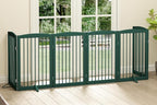 PUPETPO Freestanding Pet Gate for Dogs, Foldable Wooden Dog Gate for House, Extra Wide Indoor Pet Barrier for Stair, Doorway, Hall, Support Feet Included, 120 Inch Wide, 6 Panels 24",Green
