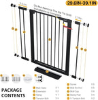 InnoTruth 29.6-39.1 in Wide x 35.5 in High Extra Tall Baby Gate, Black | Indoor Metal Dog Gate for Stairs and Doorways, Auto Close Walk Through Door for Pets, Double Lock, Pressure or Hardware Mount