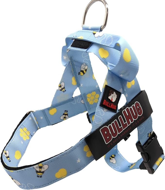 BULLHUG Adjustable Dog Harness– No Pull, No Choke – for English Bulldogs, French Bulldogs, Pugs & Broad-Chested Breeds – Easy, Safe Walks (Bumble BEE, Large)