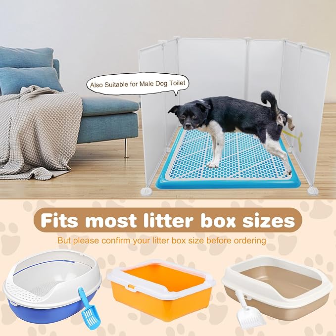 FHTONGE Large Cat Litter Box Enclosure Splash Guard to Protect Wall Floor | Cat Litter Pan Spill Proof Barrier, Universal Kitten Toilet Box Cover Hideaway Divider, Pee Shield Privacy Screen Surround