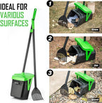 FUSBUNTY Pooper Scooper Swivel Bin & Rake with 100 Waste Bags, Dog Pooper Scooper with Bag Attachment for Large Medium Small Dogs, Poop Scooper with Lid for Lawn Yard Dog Kennel