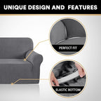 Stretch Sofa Cover Slipcover 1-Piece, Spandex Jacquard Fabric Universal Couch Cover for 3 Cushion, Washable Non Slip Sofa Cover, Pet Friendly (Large Sofa 90"-100",Grey)