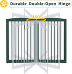 PUPETPO Freestanding Pet Gate for Dogs, Foldable Wooden Dog Gate for House, Extra Wide Indoor Pet Barrier for Stair, Doorway, Hall, Support Feet Included, 120 Inch Wide, 6 Panels 24",Green