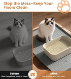 Cat Litter Mat 36"x24", Waterproof Litter Trapping Mat, Grey | Raised Edges Prevent litters, Diversion Grooves, Non-slip Backing, Easy to Clean