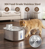 Stainless Steel Cat Water Fountain,152fl-oz/4.5L Wireless Cat Fountain,5000mAh Battery Operated Pet Water Fountain for Cats Dogs,Ultra Quiet