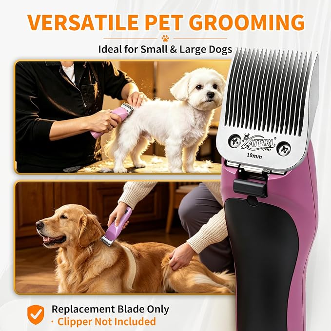 Size 3/4HT Detachable Pet Grooming Clipper Blade with Ceramic Cutter, 19mm 3/4 Inch Cut Length, Silver, Compatible with Andis, Oster A5, Wahl KM10, 1 Pack