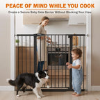 Mumeasy 36" Extra Tall Baby Gate for Stairs, 29.7-51" Wide Dog Gates Indoor for Doorways with Easy Walk Thru, Auto Close Pet Safety Gate for House, Pressure Mounted Metal Child Gate with Door, Black