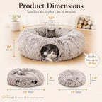 Warm Fluffy Plush Cat Tunnel Bed Under Christmas Tree Big Tube Playground Toys 3 FT Diameter Longer Crinkle Collapsible 3 Way, for Indoor Cat Kitty Kitten Puppy Rabbit Ferret Brown