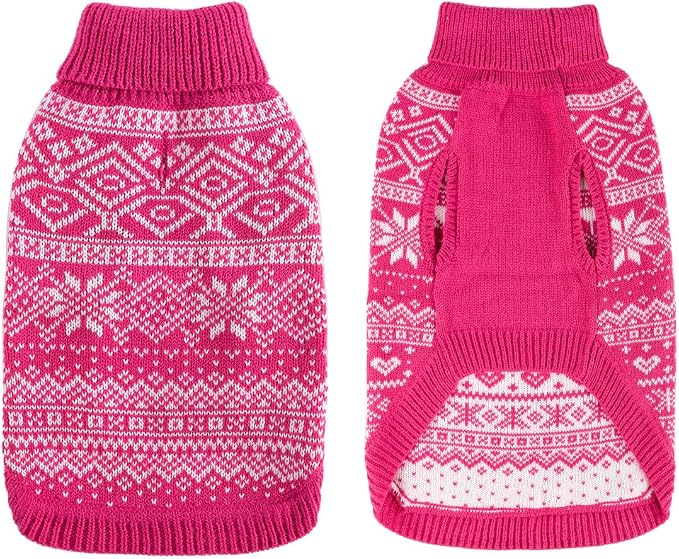 HOMIMP Dog Sweater Argyle - Warm Winter Clothes, Soft Coat for Small Medium and Large Dogs, Ugly Pet Clothing for Boy Girl Puppy