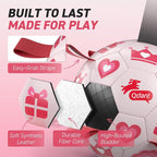 QDAN Valentines Gift Dog Toys, 8 Inch Dog Soccer Ball with Straps, Pink | Interactive Tug of War Toy, Puppy Birthday Gifts, Water Toy, Durable Dog Balls for Medium Large Dog, Outdoor Herding Balls