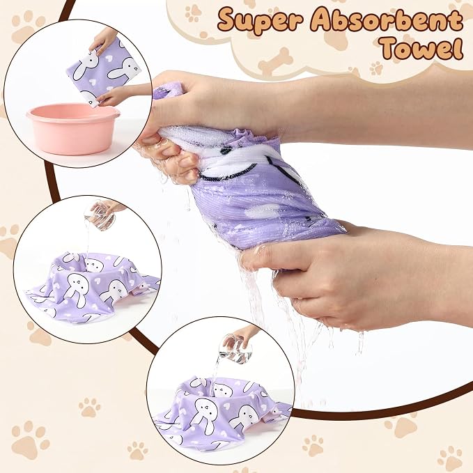 30 Pcs Dog Towels for Drying, 20"x40" Quick Drying Microfiber Pet Bath Towel, Dog Grooming Absorbent Towel with Cute Pattern, Soft Bathrobe for Large Medium Small Puppy Cat