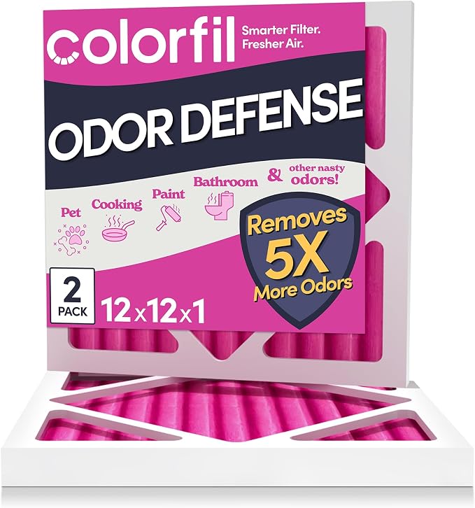 12x12x1 Air Filter (2-Pack) | Made in the USA | Color Changing | Remove Cat and Dog Odor | MERV 8 for Pet Hair Dander and Dust | 11.75"x11.75"x0.75" Exact Size
